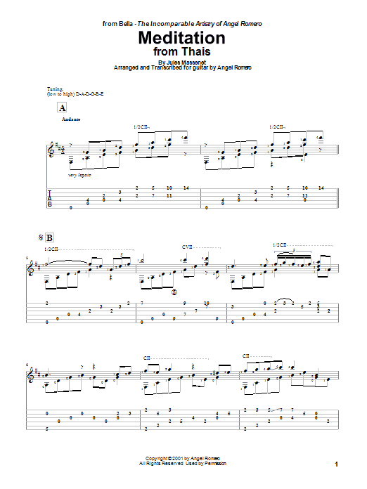 Angel Romero Meditation Sheet Music