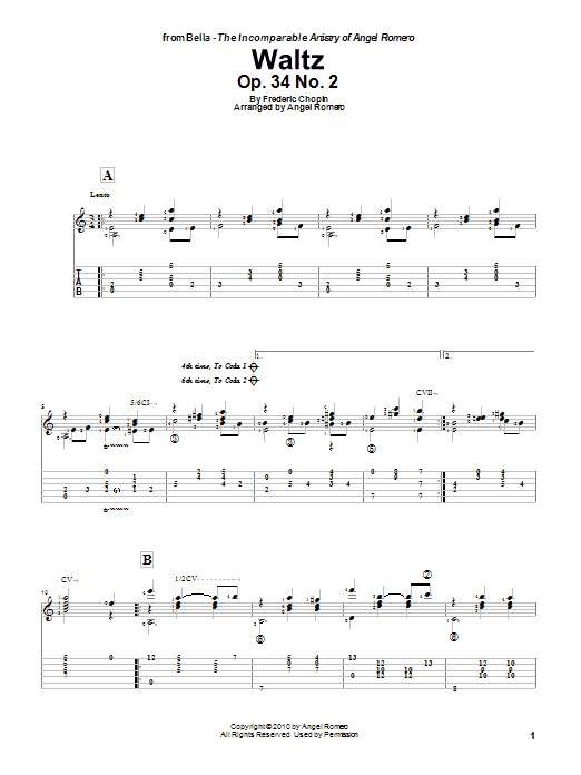 Angel Romero Waltz, Op. 34 No. 2 Sheet Music