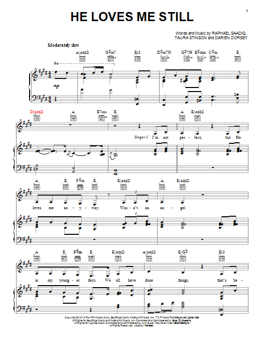 Angela Bassett and Jennifer Hudson He Loves Me Still Sheet Music