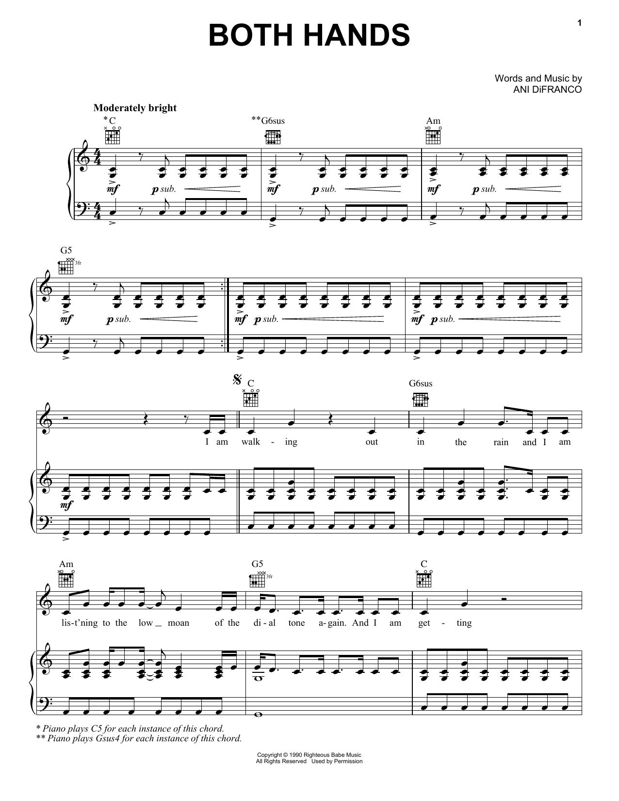 Ani DiFranco Both Hands Sheet Music
