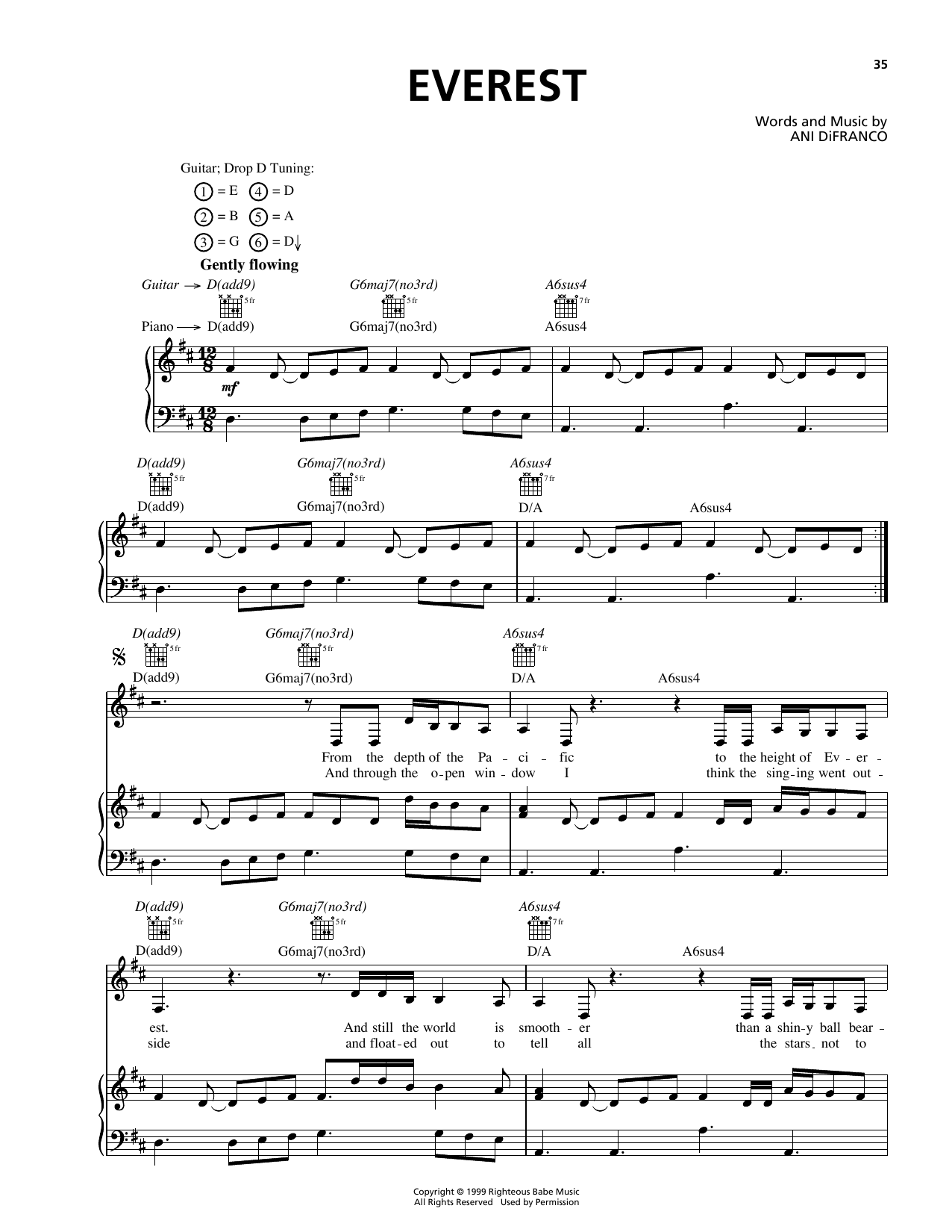 Ani DiFranco Everest Sheet Music