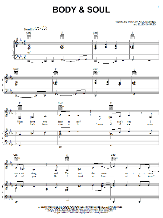 Anita Baker Body & Soul Sheet Music