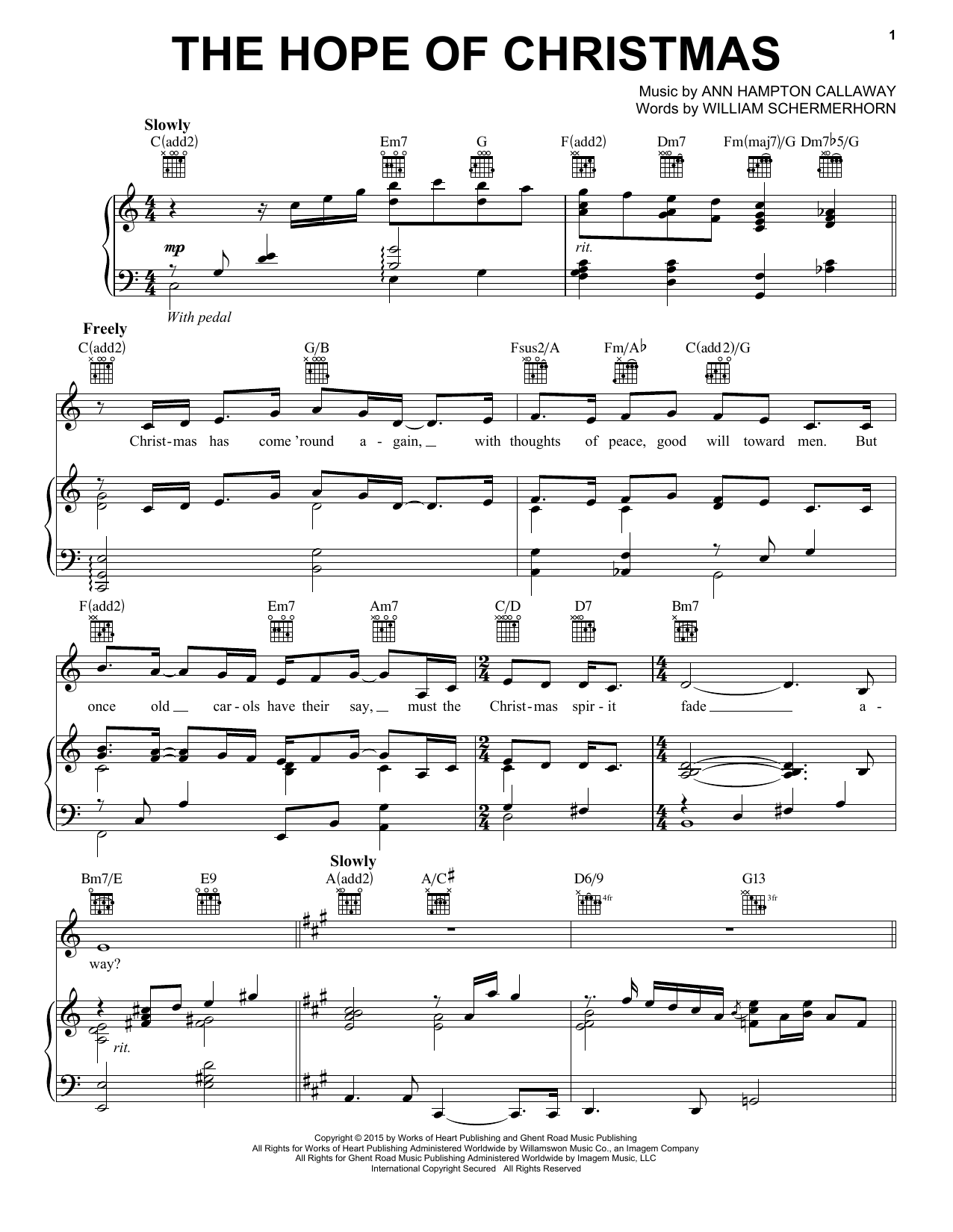 Ann Hampton Callaway The Hope Of Christmas Sheet Music
