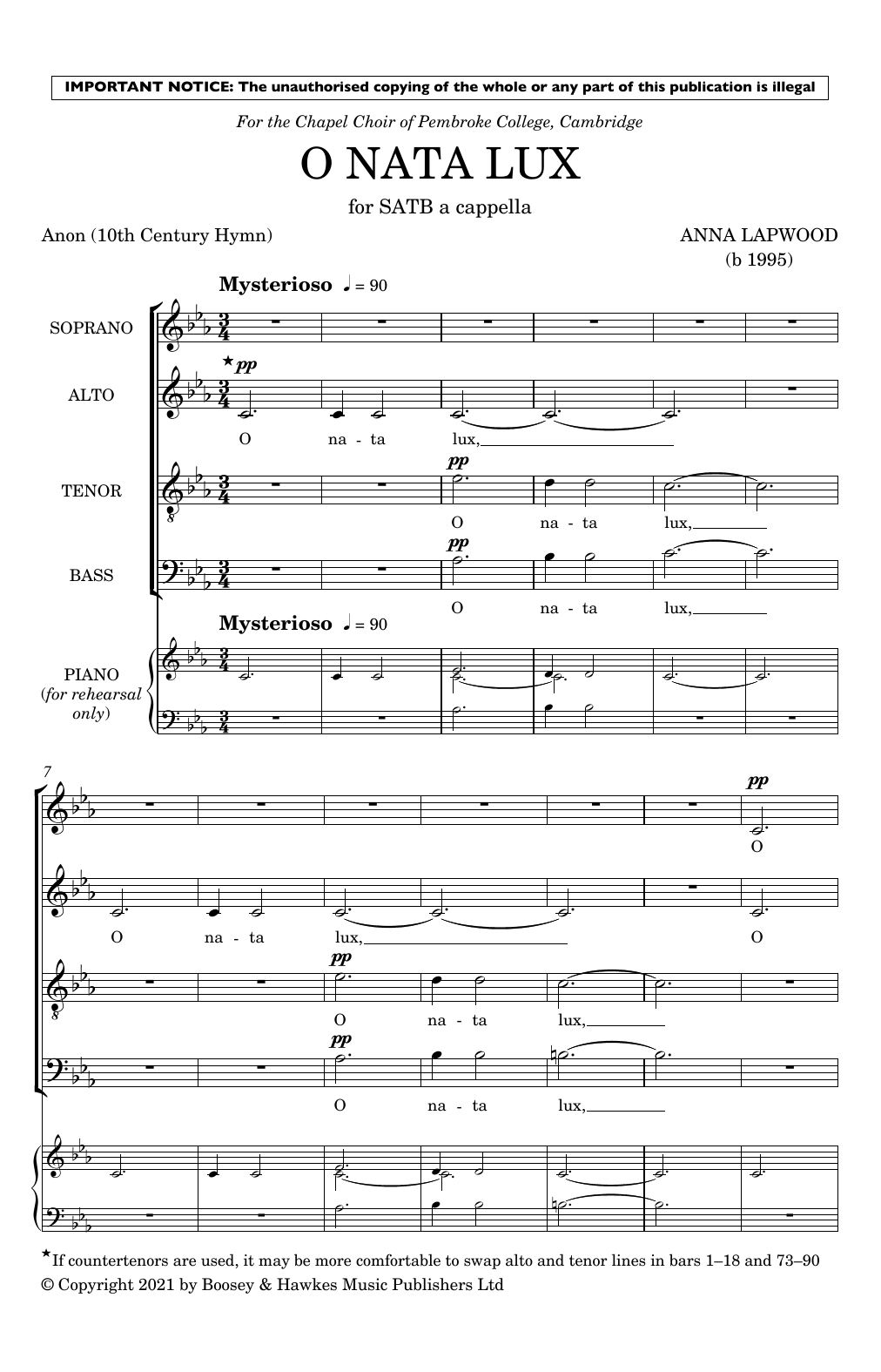 Anna Lapwood O Nata Lux Sheet Music