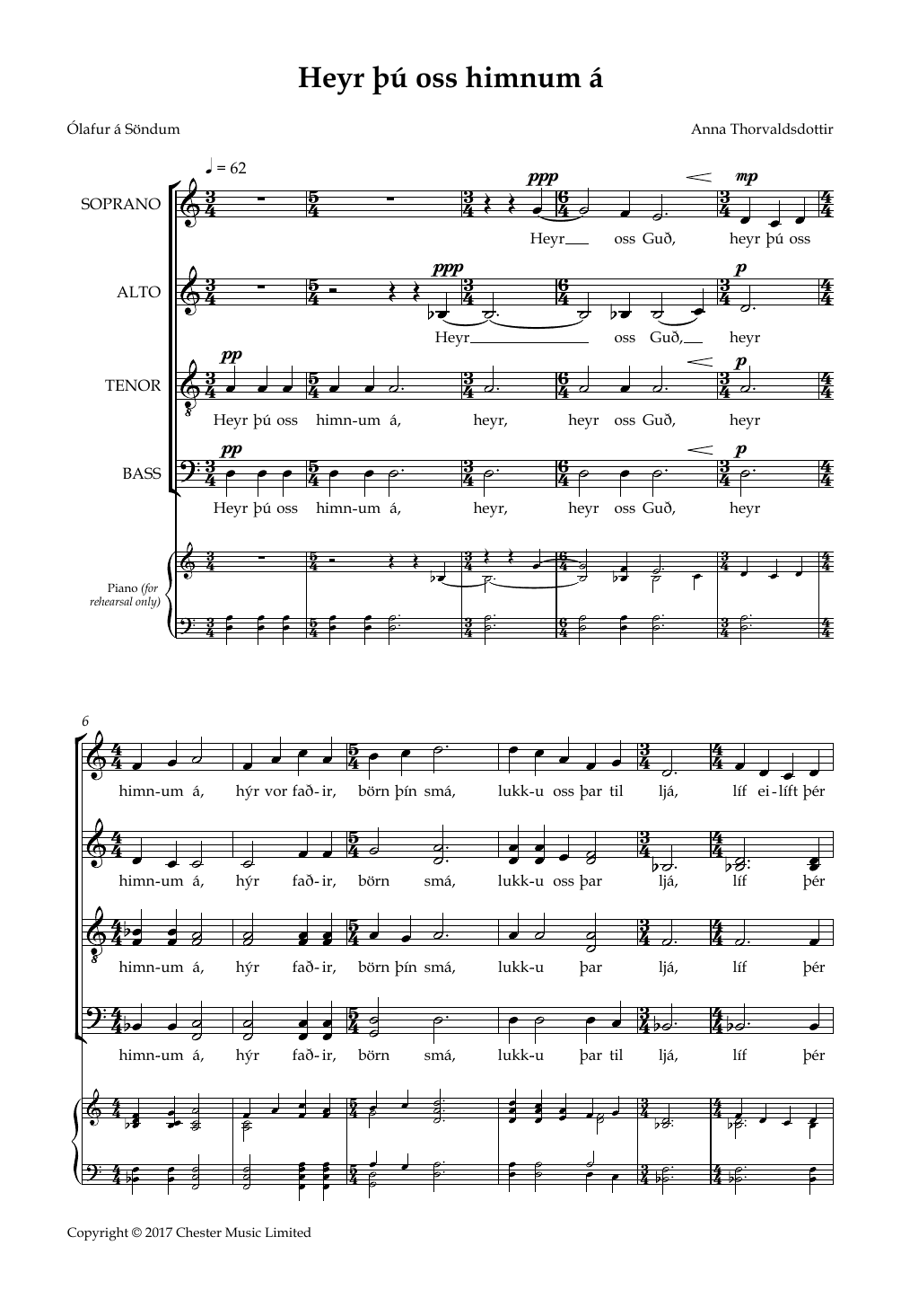 Anna Thorvaldsdottir Heyr Þu Oss Himnum AA Sheet Music