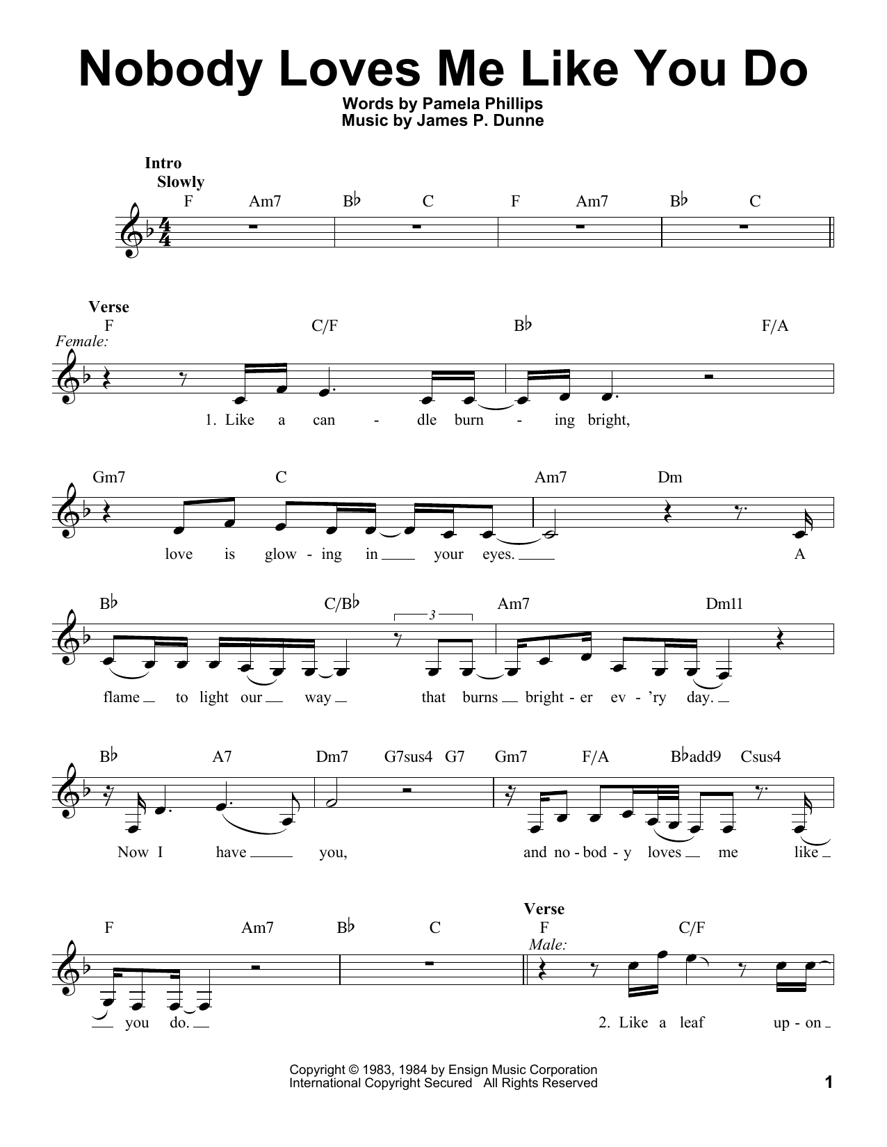 Anne Murray with Dave Loggins Nobody Loves Me Like You Do Sheet Music