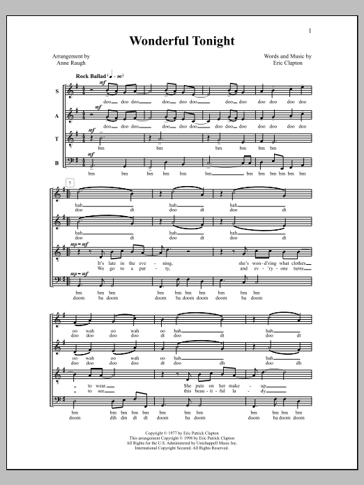 Anne Raugh Wonderful Tonight Sheet Music