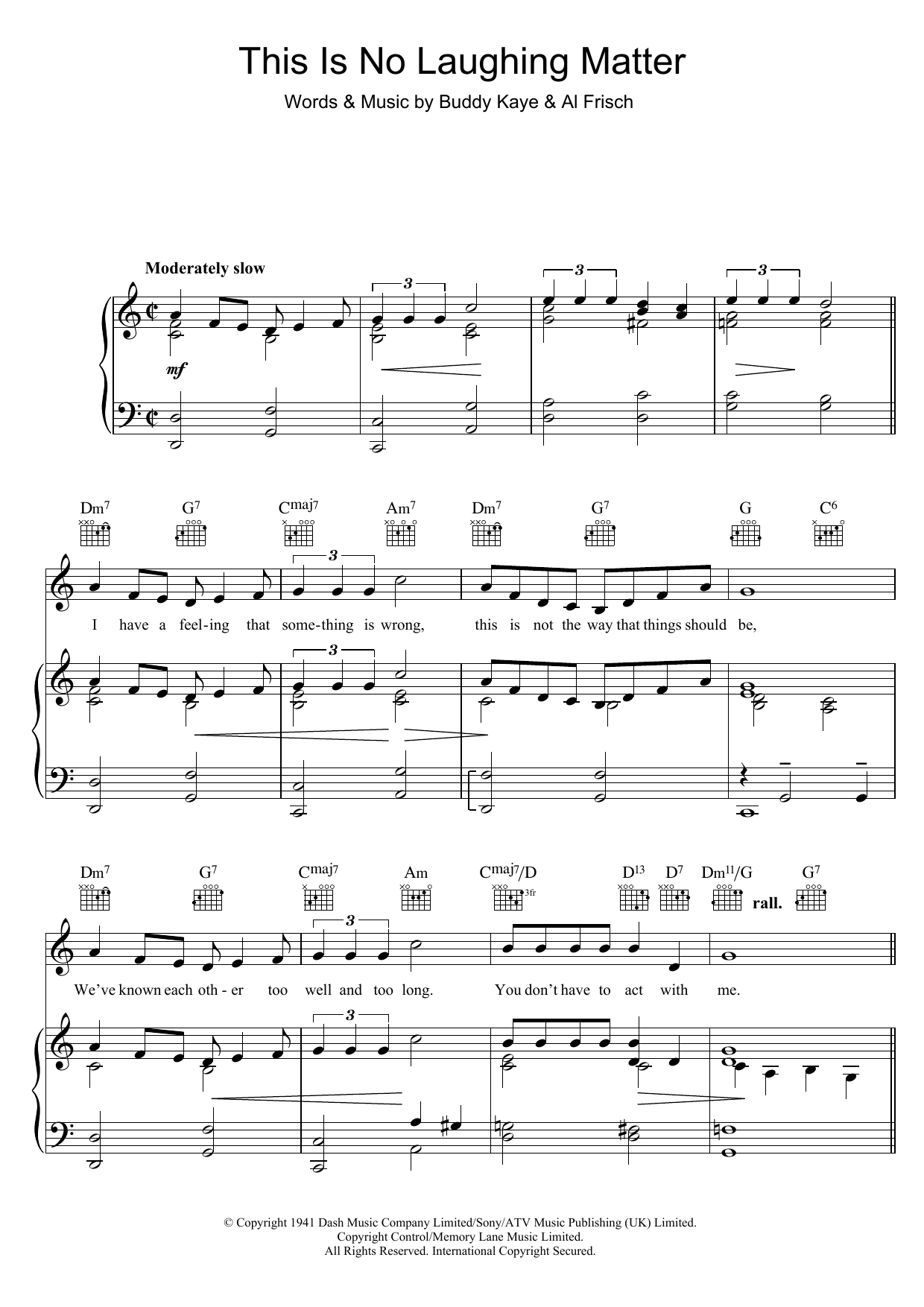 Anne Shelton This Is No Laughing Matter Sheet Music