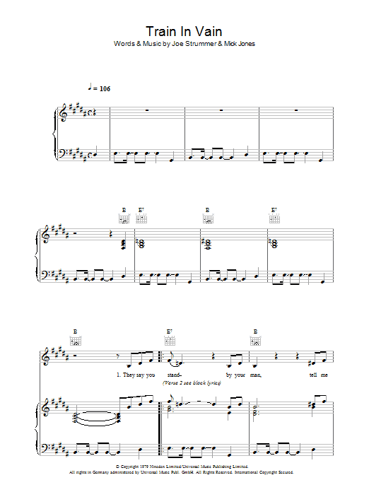 Annie Lennox Train In Vain Sheet Music