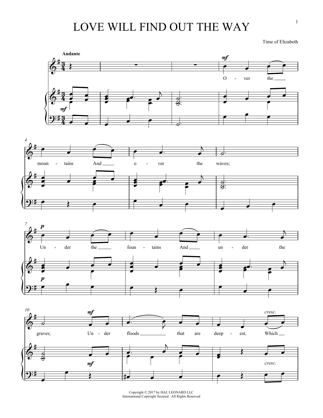 Anonymous Love Will Find Out The Way Sheet Music