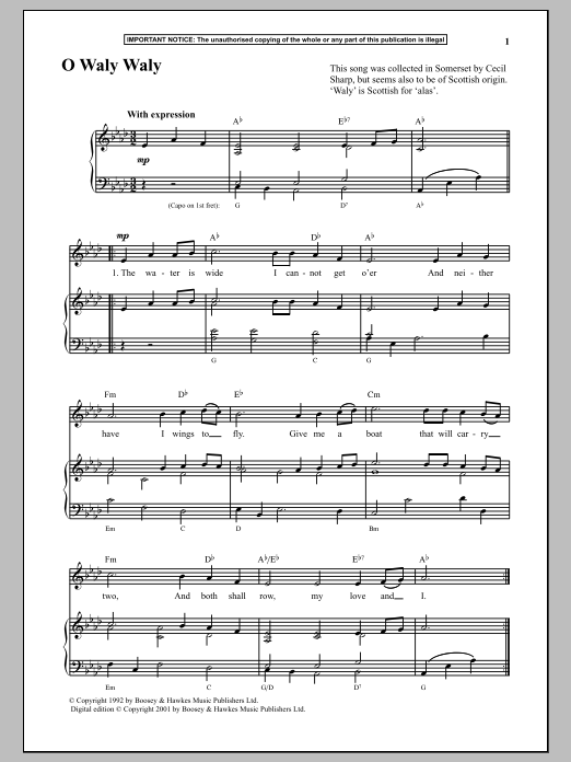 Anonymous O Waly Waly Sheet Music