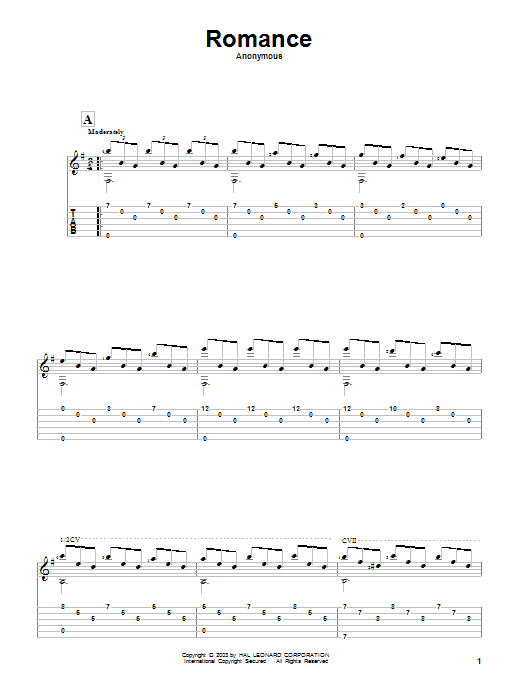 Anonymous Romance Sheet Music