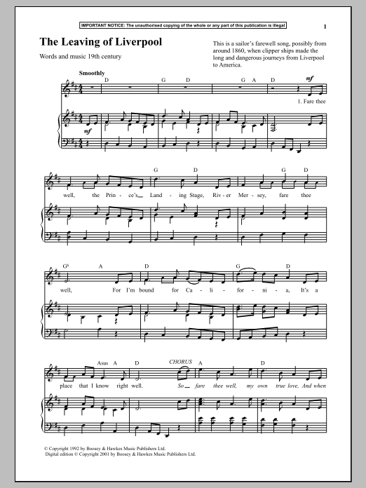 Anonymous The Leaving Of Liverpool Sheet Music