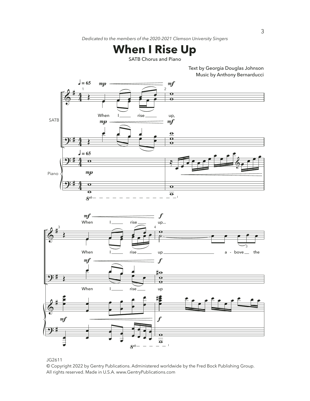 Anthony Bernarducci When I Rise Up Sheet Music