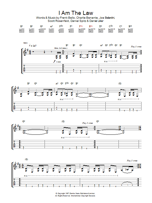 Anthrax I Am The Law Sheet Music