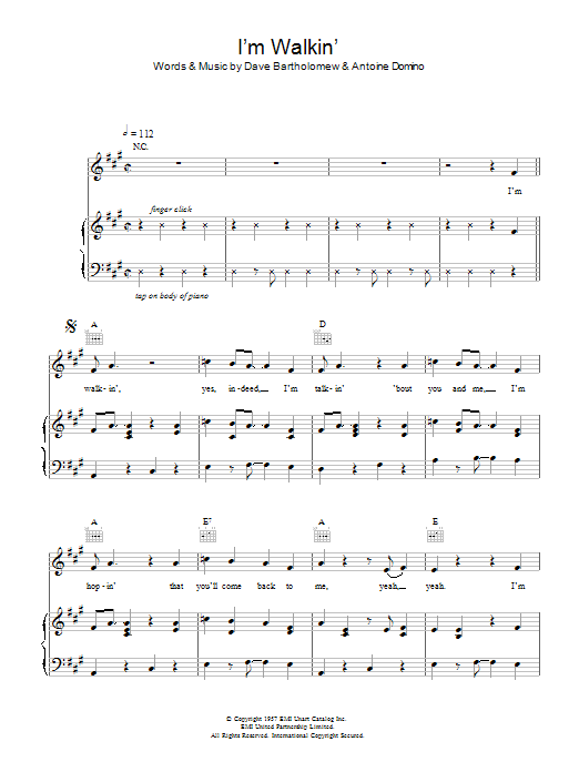 Antoine 'Fats' Domino I'm Walkin' Sheet Music