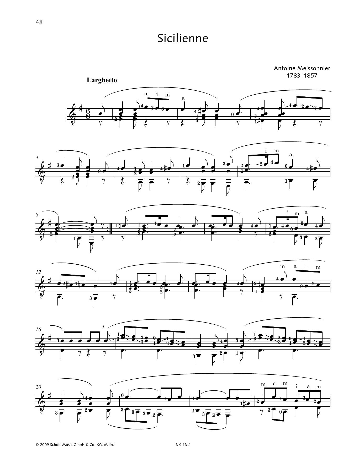 Antoine Meissonnier Sicilienne Sheet Music