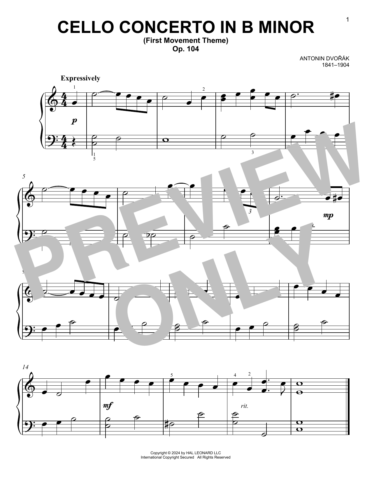 Antonin Dvorak Cello Concerto In B Minor, Op. 104 Sheet Music