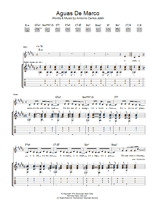 Antonio Carlos Jobim Aguas De Marco Sheet Music