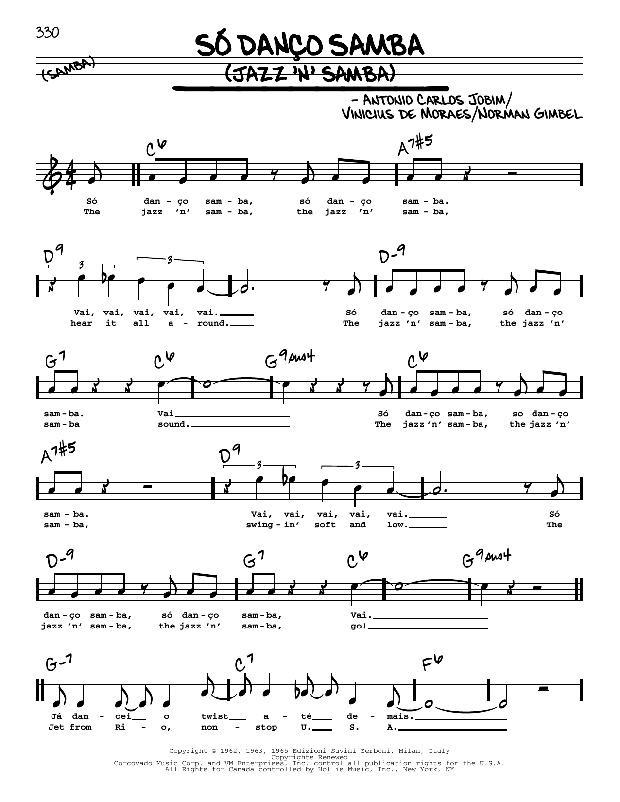 Antonio Carlos Jobim Jazz 'N' Samba (So Danco Samba) (High Voice) (from Copacabana Palace) Sheet Music
