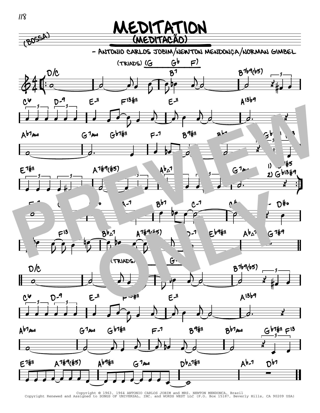 Antonio Carlos Jobim Meditation (Meditacao) (arr. David Hazeltine) Sheet Music