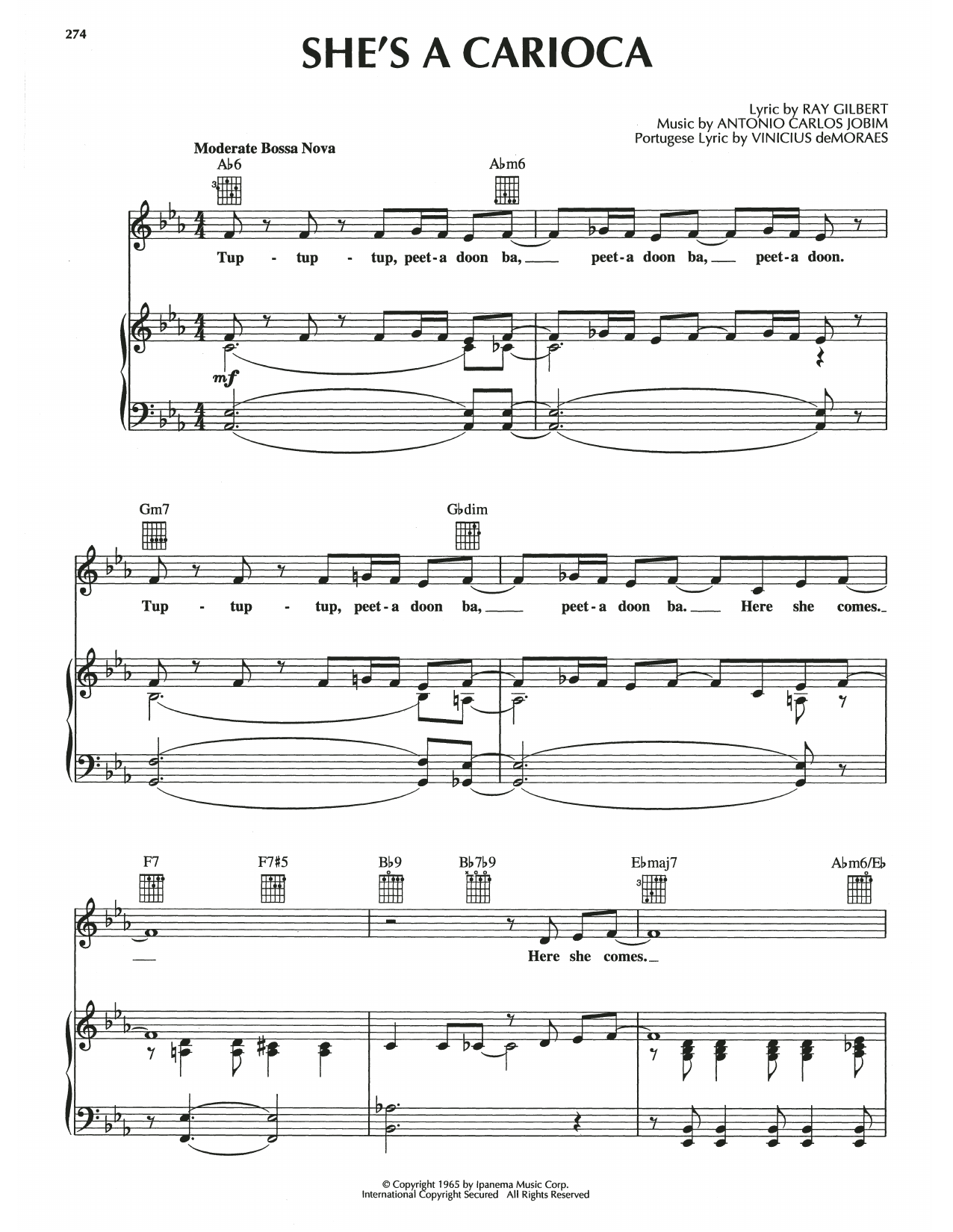 Antonio Carlos Jobim She's A Carioca Sheet Music