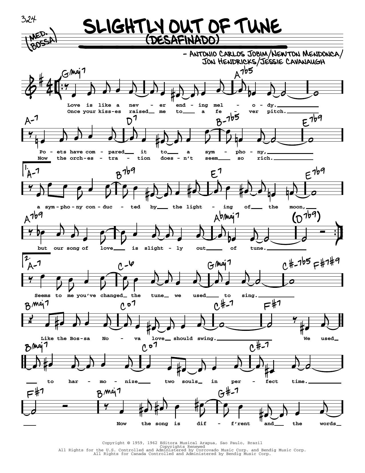 Antonio Carlos Jobim Slightly Out Of Tune (Desafinado) (High Voice) Sheet Music