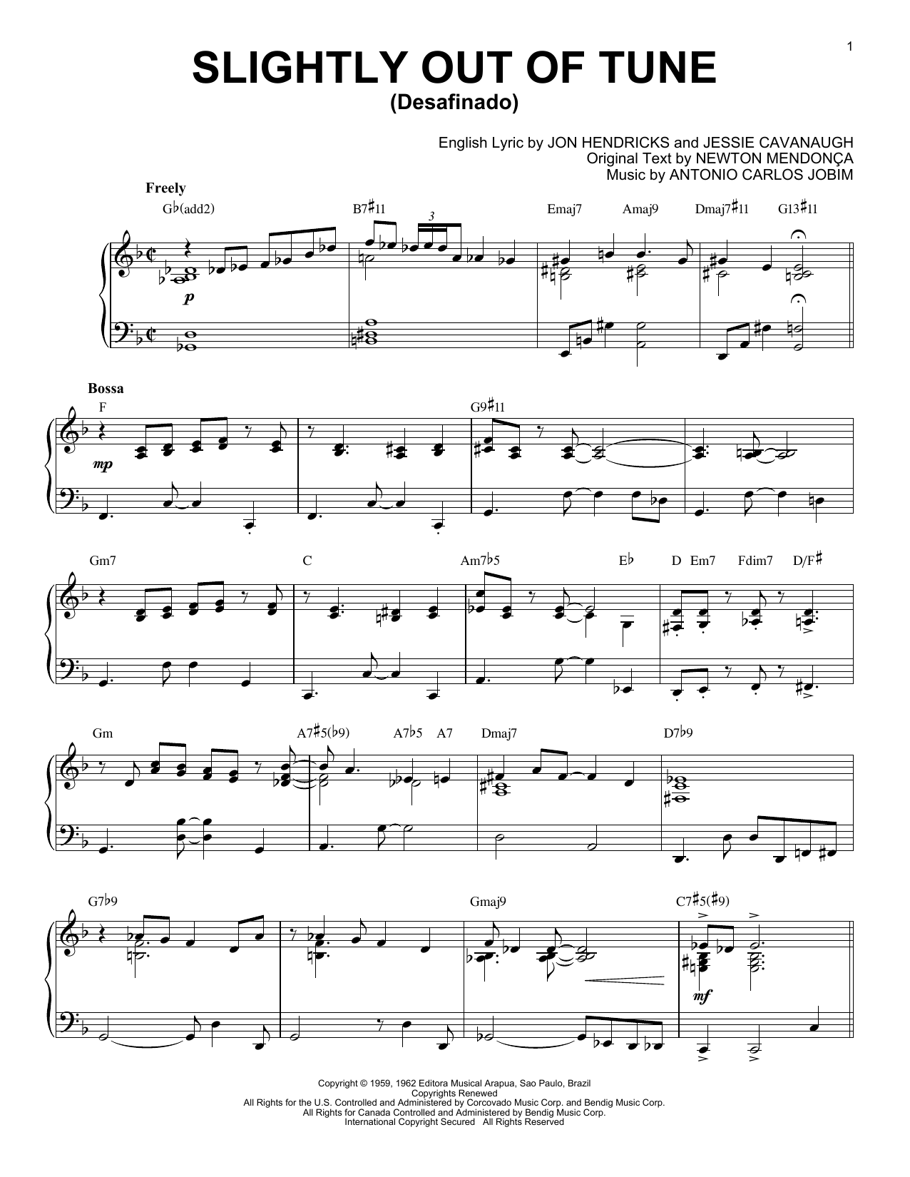 Antonio Carlos Jobim Slightly Out Of Tune (Desafinado) [Jazz version] (arr. Brent Edstrom) Sheet Music
