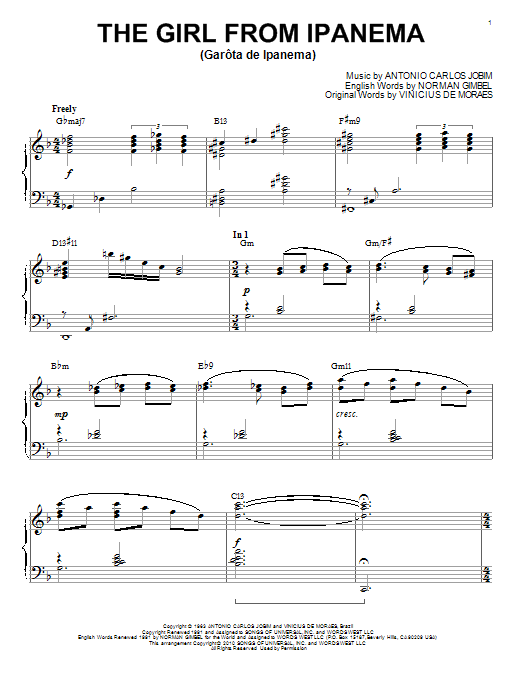 Antonio Carlos Jobim The Girl From Ipanema (Garota De Ipanema) [Jazz version] (arr. Brent Edstrom) Sheet Music