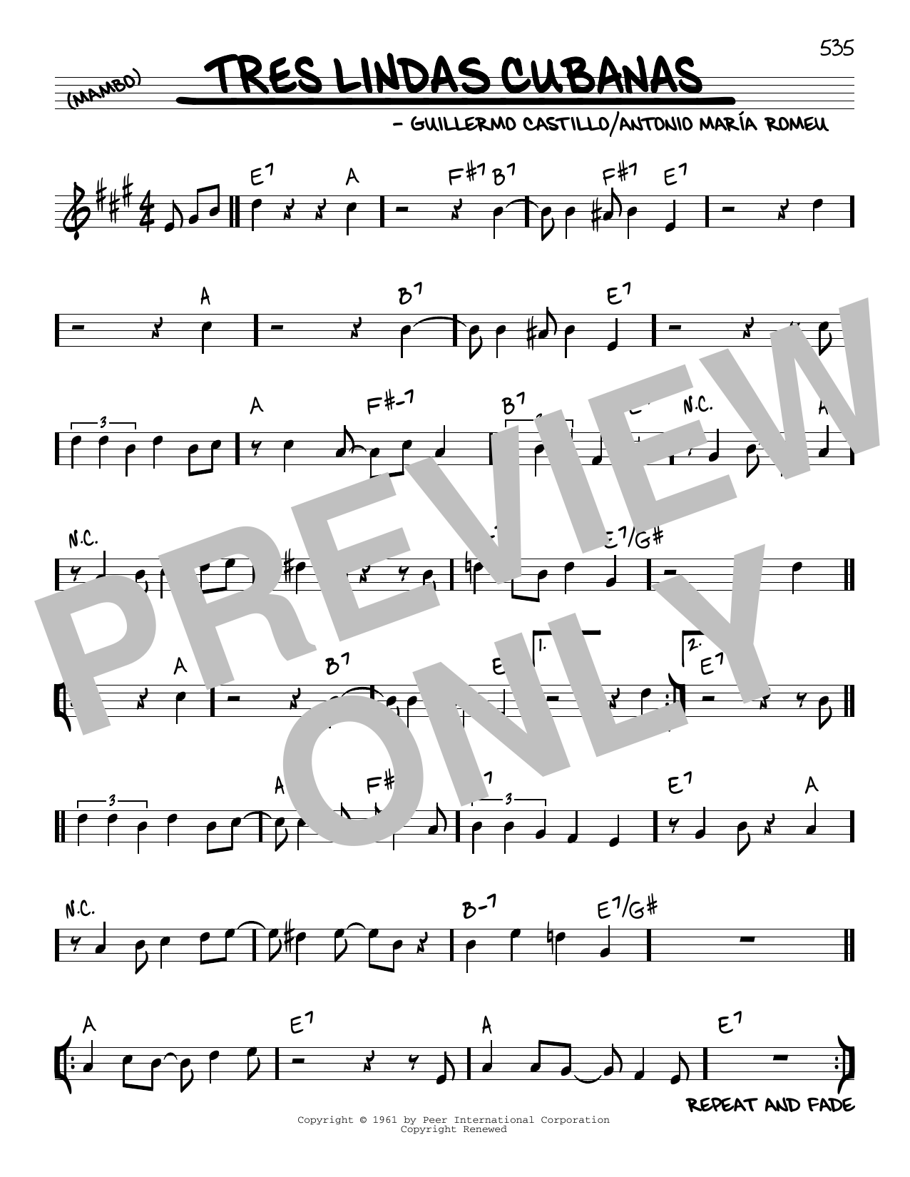 Antonio Maria Romeu Tres Lindas Cubanas Sheet Music