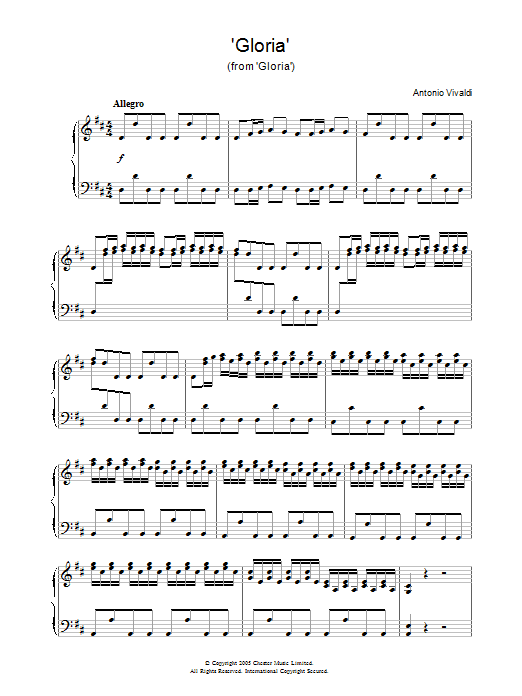 Antonio Vivaldi 'Gloria' (from 'Gloria') Sheet Music