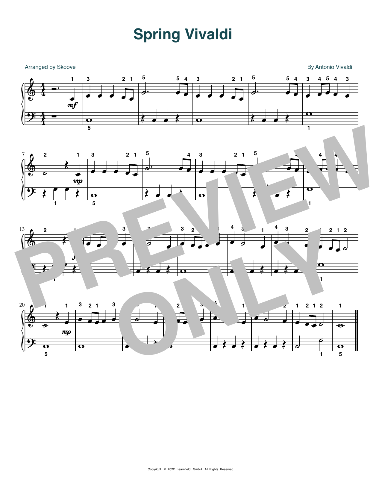 Antonio Vivaldi Spring Vivaldi (arr. Skoove) Sheet Music