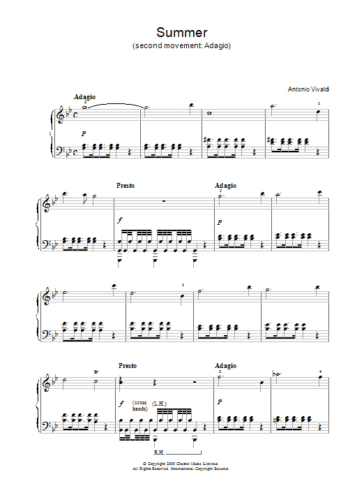 Antonio Vivaldi Summer (second movement: Adagio) Sheet Music