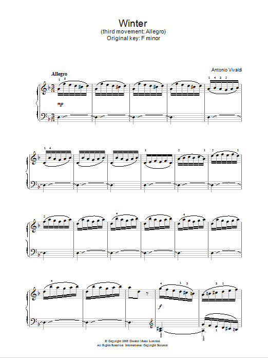 Antonio Vivaldi Winter from The Four Seasons (Third movement: Allegro) Sheet Music