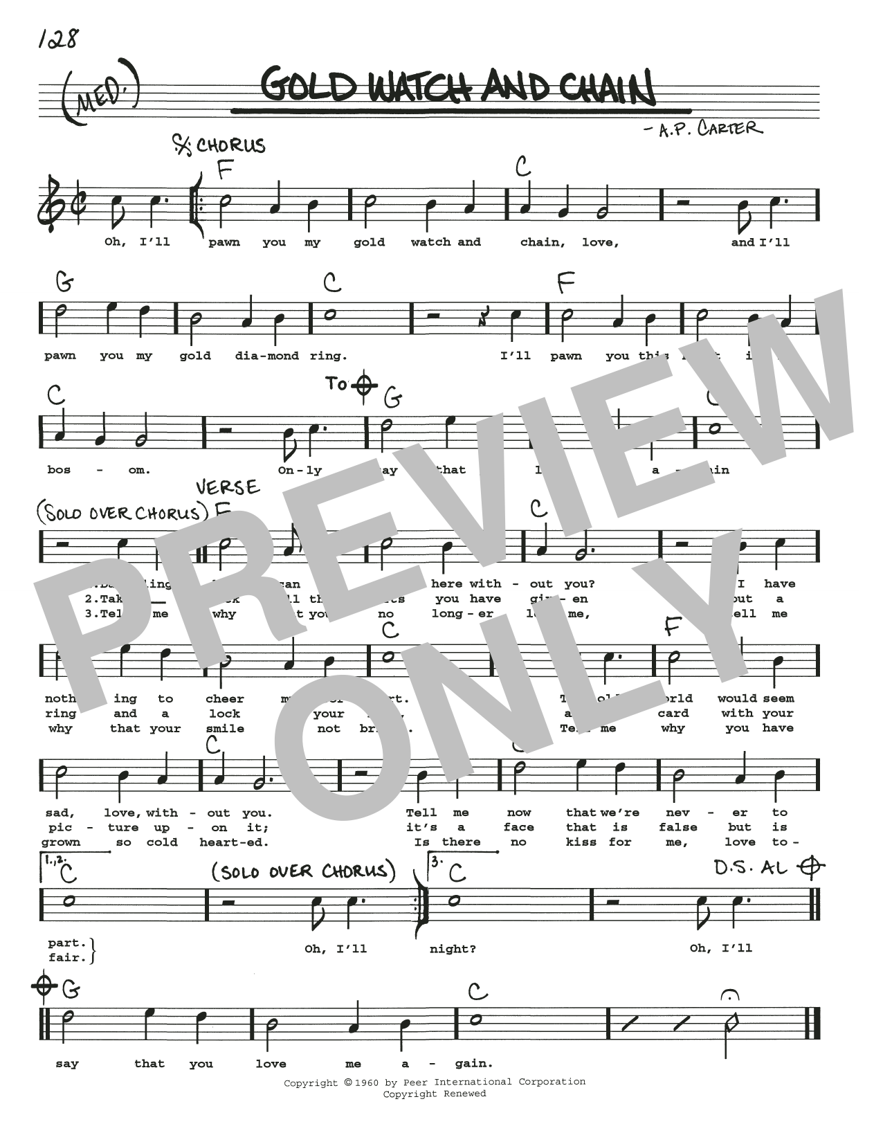 A.P. Carter Gold Watch And Chain Sheet Music