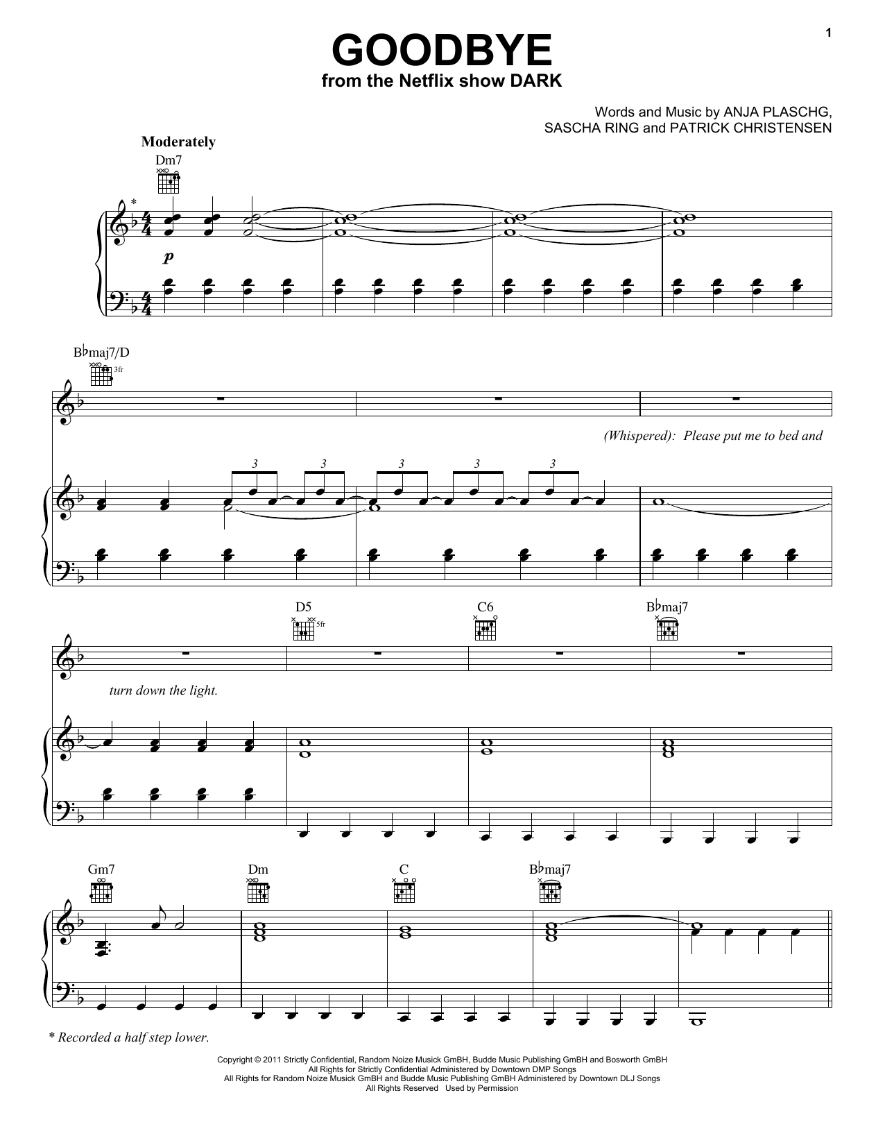 Apparat Goodbye (feat. Soap&Skin) (from the Netflix show Dark) Sheet Music
