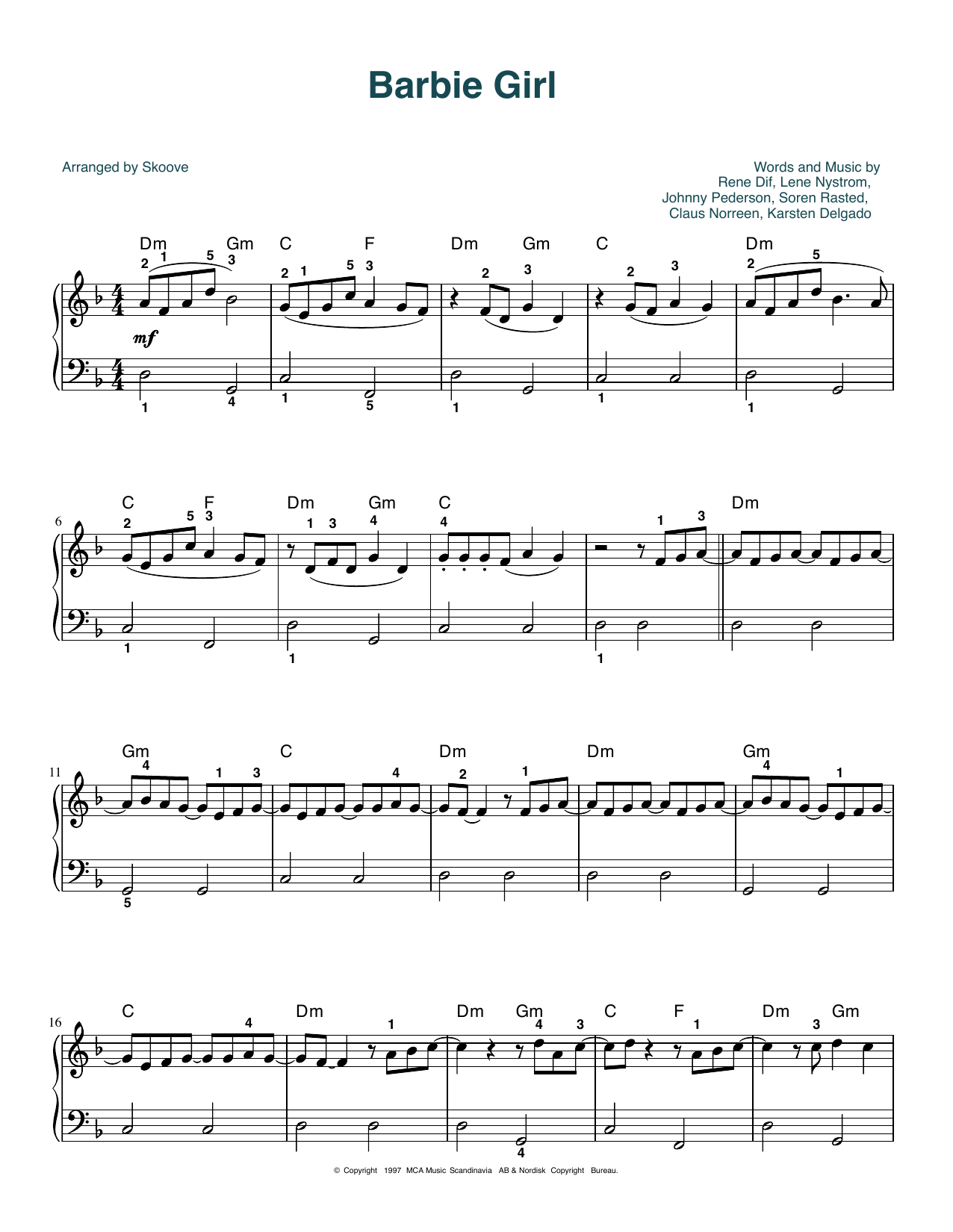 Aqua Barbie Girl (arr. Skoove) Sheet Music
