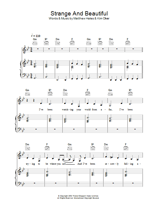 Aqualung Strange And Beautiful Sheet Music