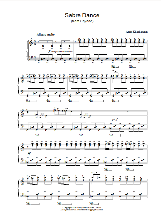 Aram Khachaturian Sabre Dance Sheet Music