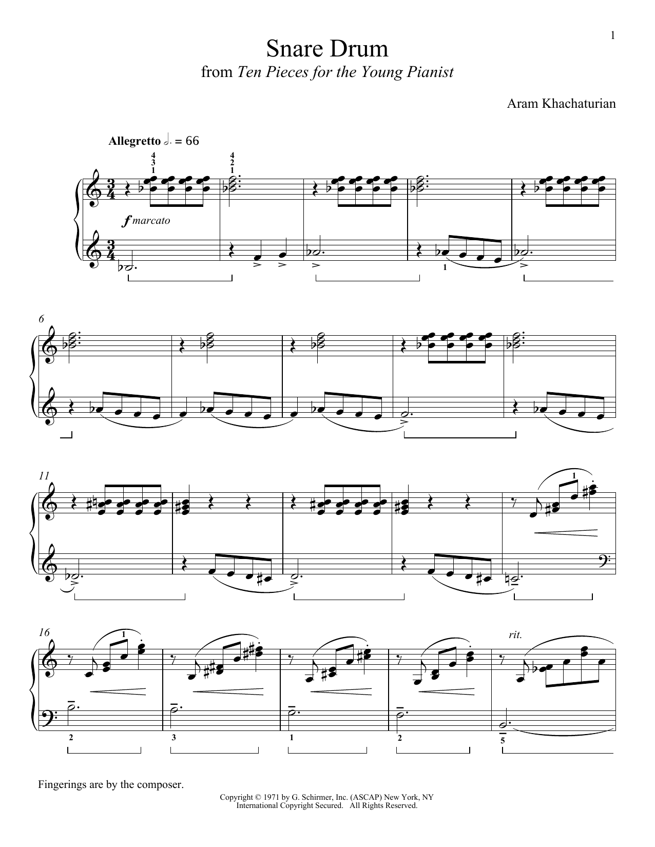 Aram Khachaturian Snare Drum Sheet Music