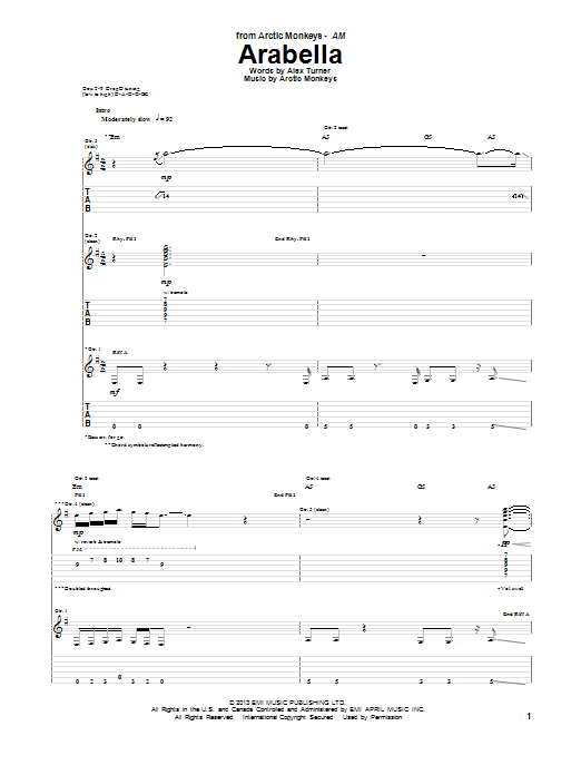 Arctic Monkeys Arabella Sheet Music