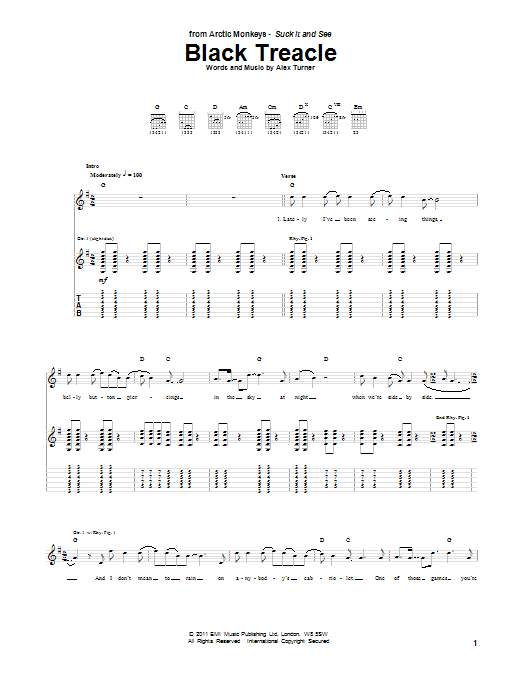 Arctic Monkeys Black Treacle Sheet Music