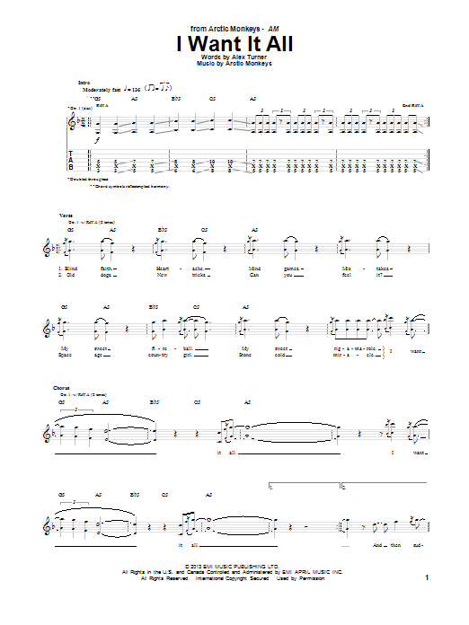 Arctic Monkeys I Want It All Sheet Music