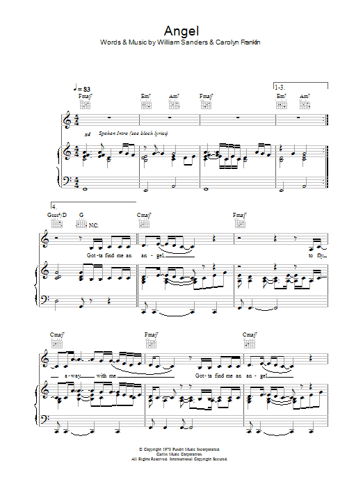 Aretha Franklin Angel Sheet Music