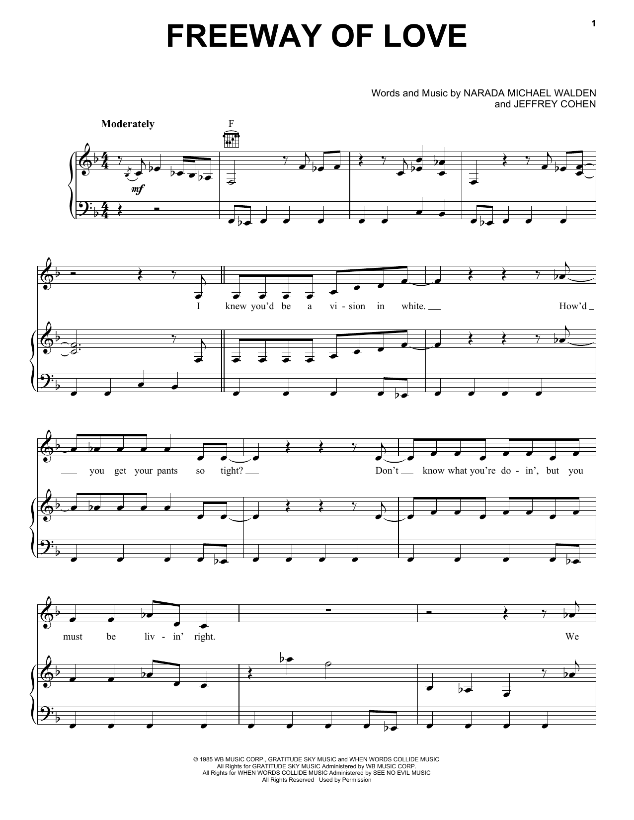 Aretha Franklin Freeway Of Love Sheet Music