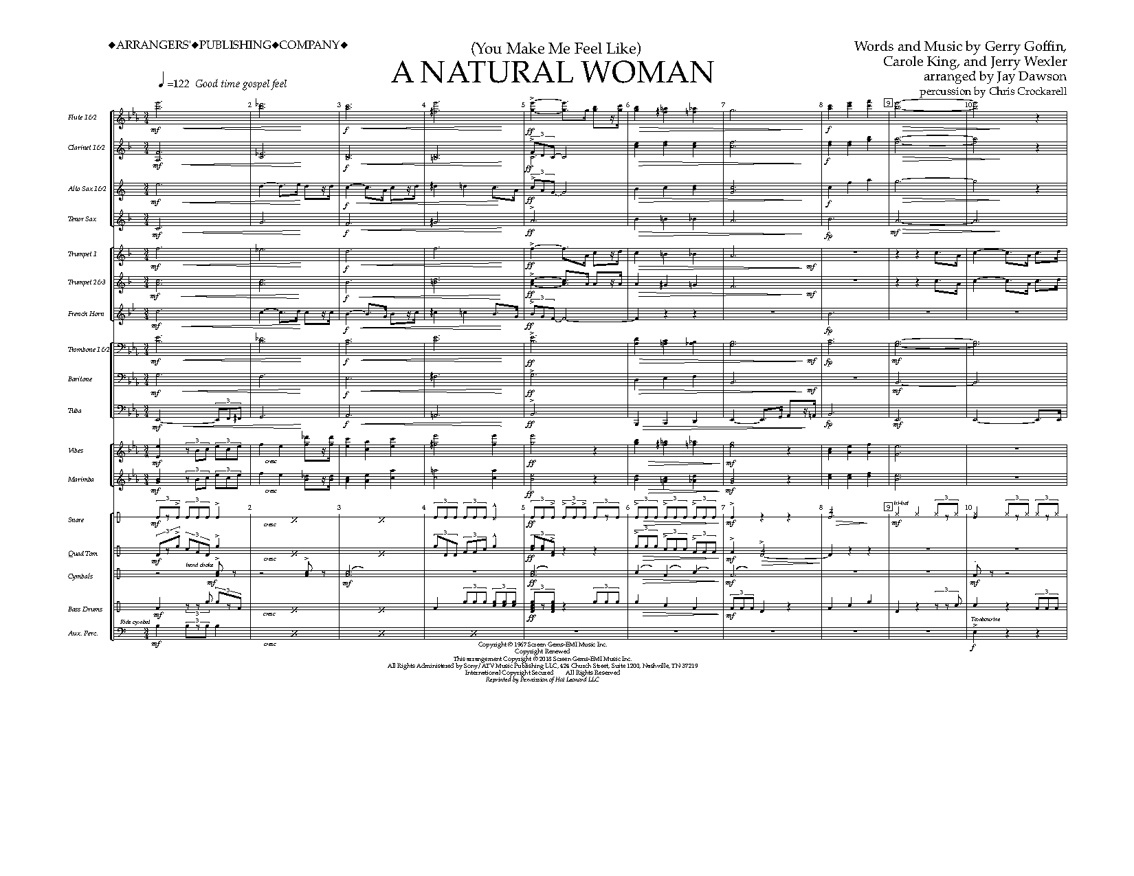 Aretha Franklin (You Make Me Feel Like) A Natural Woman (arr. Jay Dawson) - Full Score Sheet Music