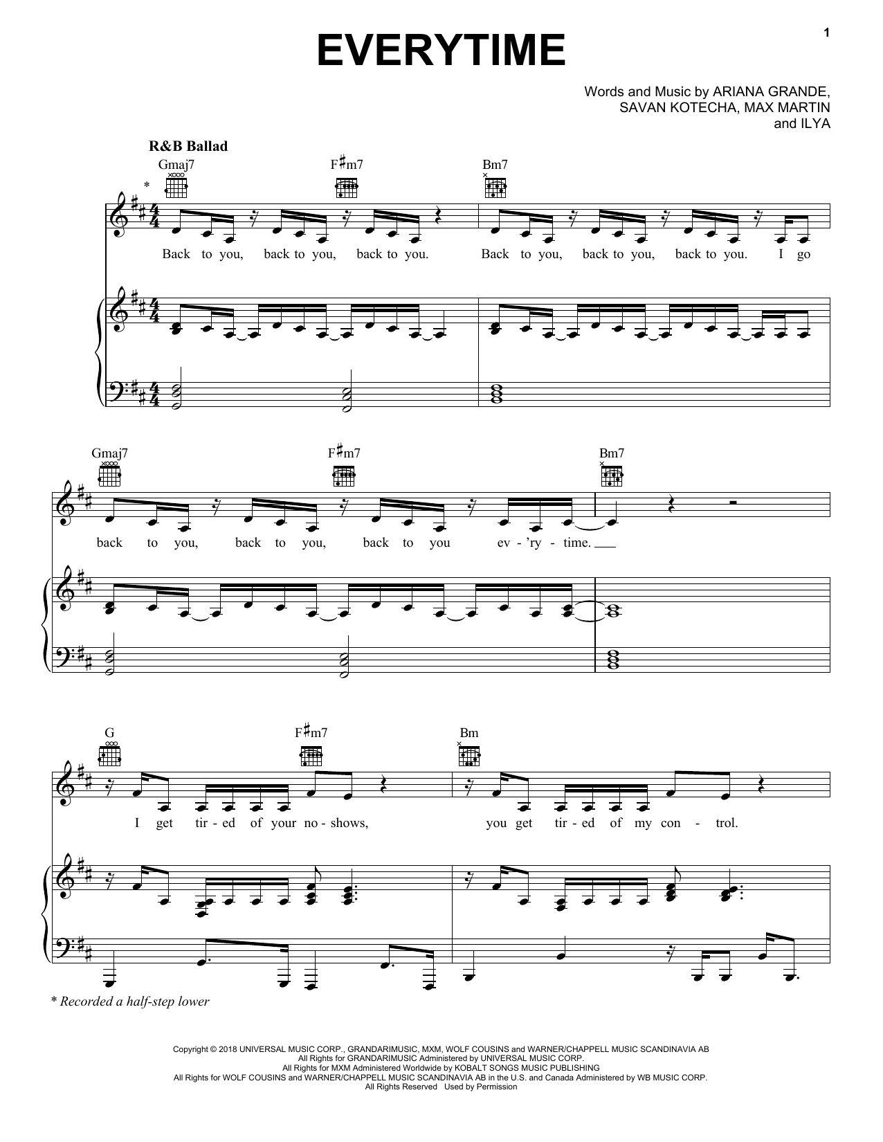 Ariana Grande Everytime Sheet Music