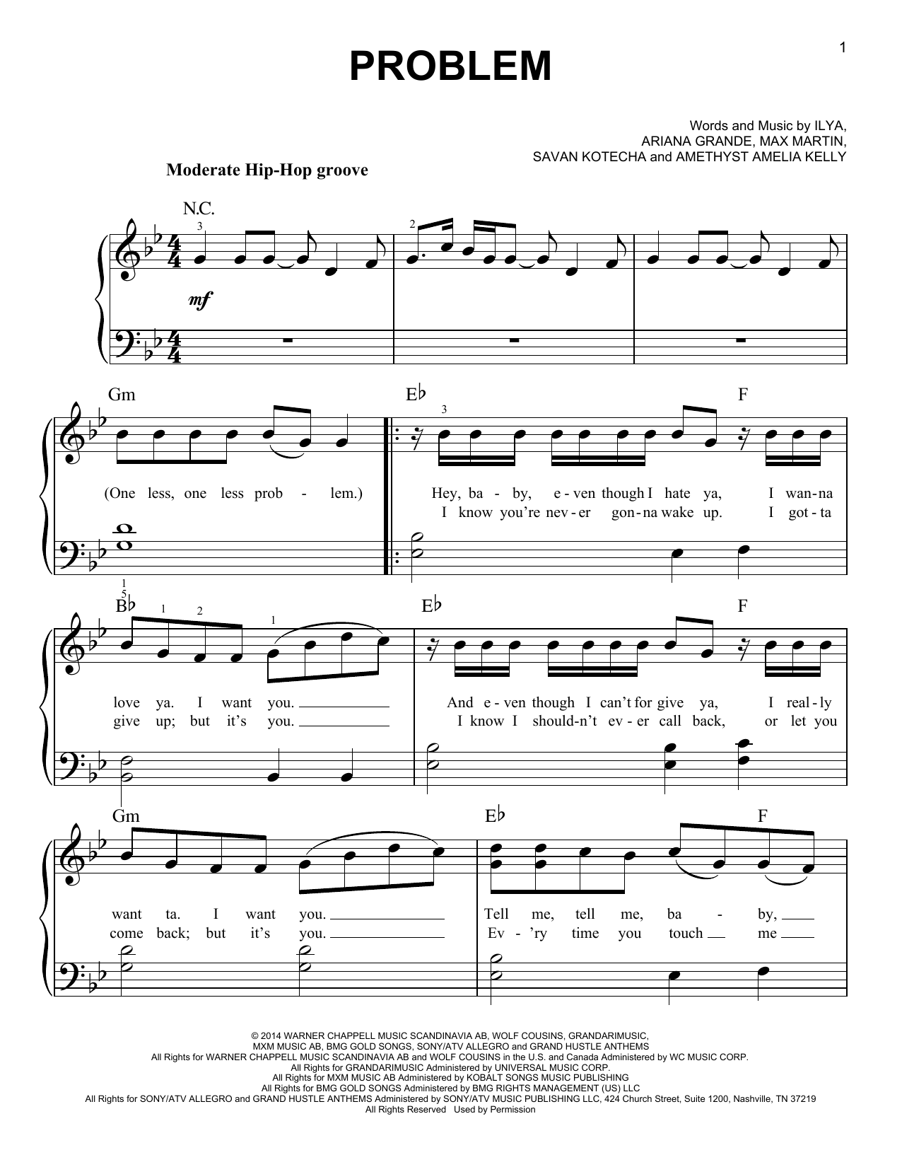 Ariana Grande Featuring Iggy Azalea Problem Sheet Music