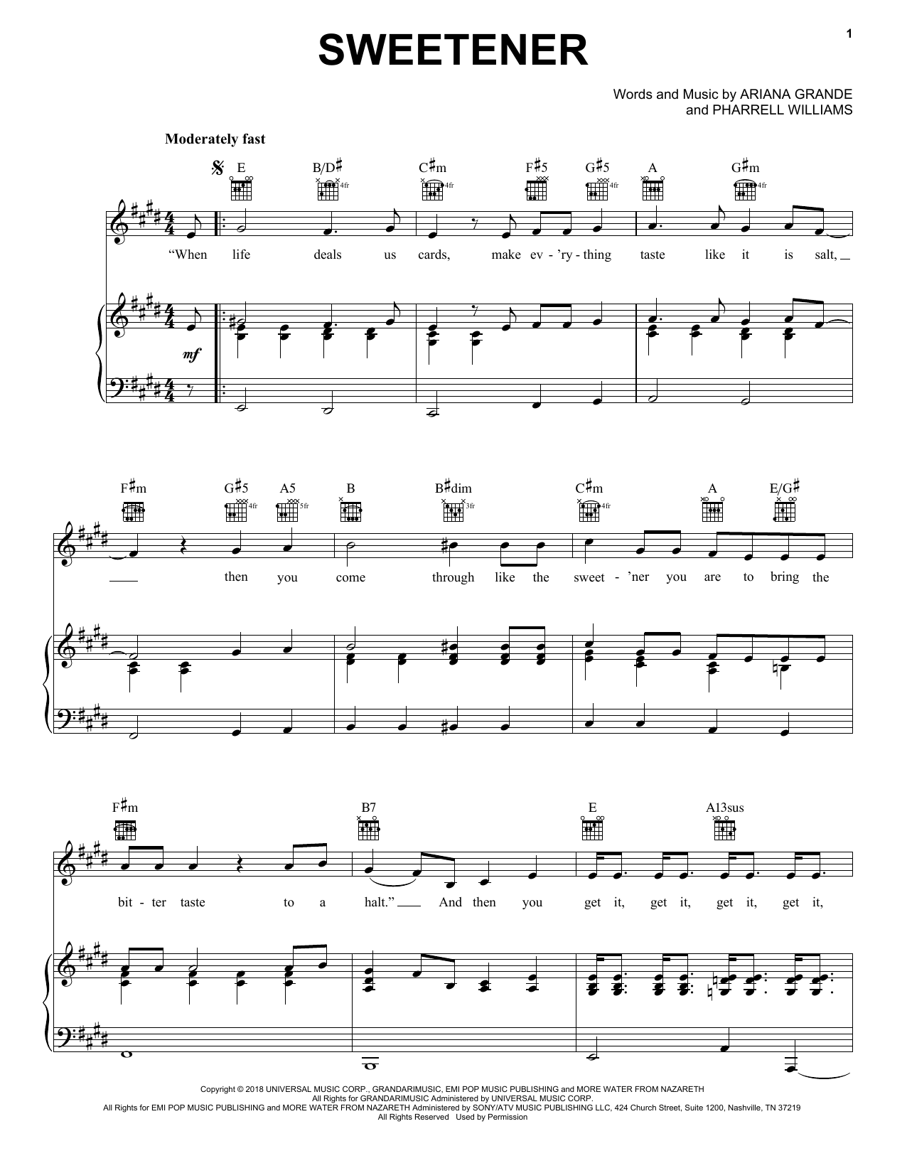 Ariana Grande sweetener Sheet Music