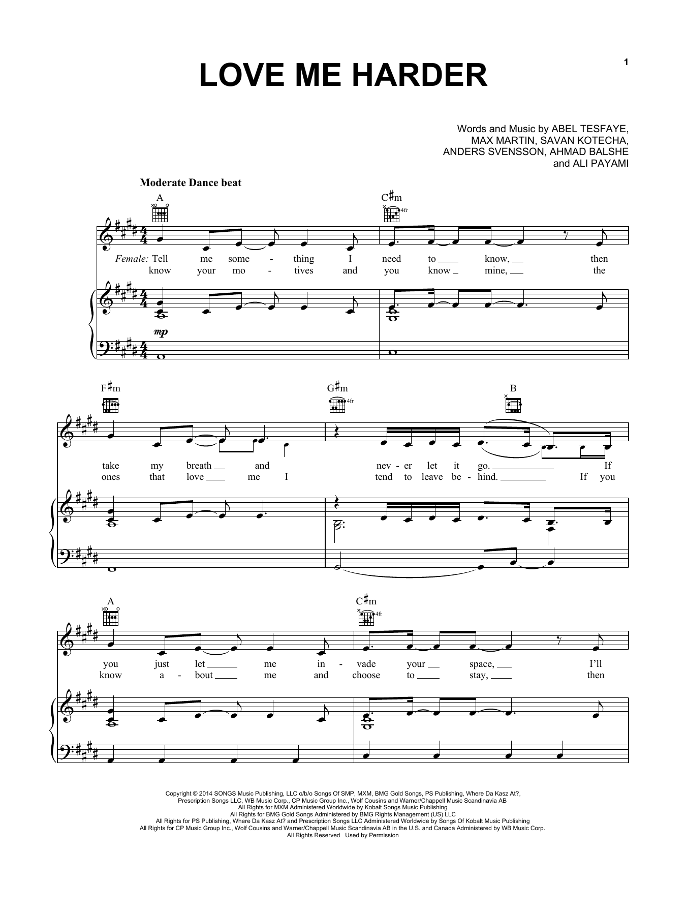 Ariana Grande & The Weeknd Love Me Harder Sheet Music